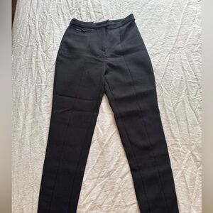 L'Academie Straight Leg Flat Front High Rise Crop Trouser Pants Black